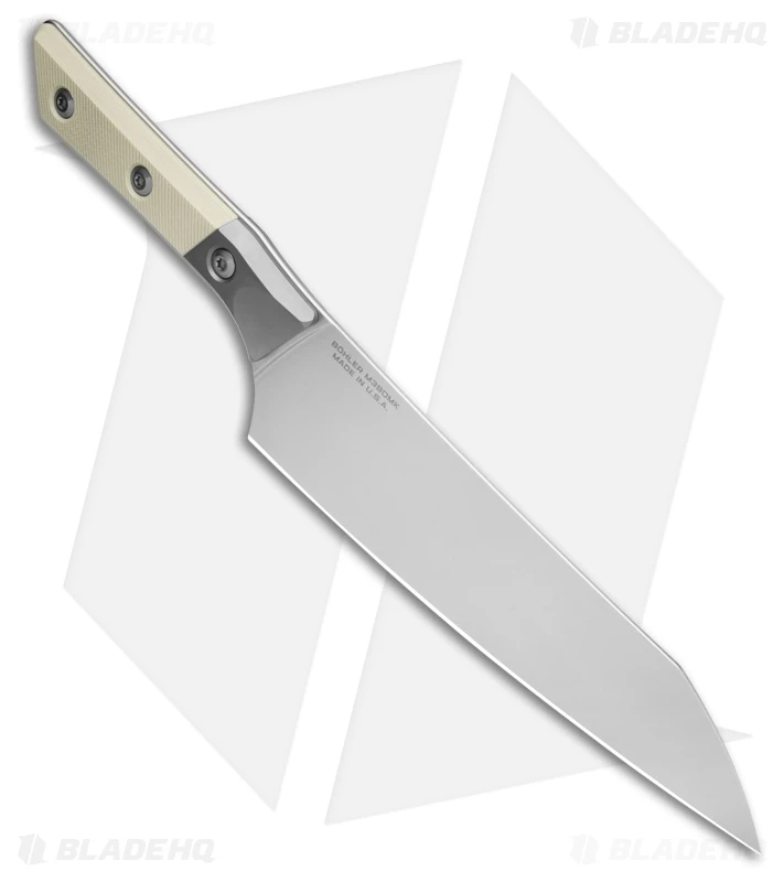 Microtech Fixed Blade Chef's Knife Ivory G-10 + Ti Bolsters (8" SW M390MK) 2 Microtech Fixed Blade Chef's Knife Ivory G-10 + Ti Bolsters (8" SW M390MK) - Image 2