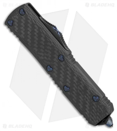Marfione Custom UTX-85 OTF Automatic Knife CF W/ Blue Ringed HW (DLC Stonewash) 3 Marfione Custom UTX-85 OTF Automatic Knife CF W/ Blue Ringed HW (DLC Stonewash) - Image 3
