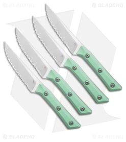 Microtech 4pc Steak Knife Fixed Blade Set Caribbean G-10 (4.50" SW Serrated)