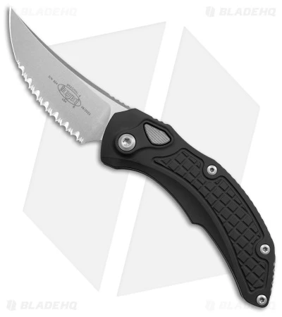 Microtech Brachial Automatic Knife Black Aluminum (3.25" Serrated Stonewash) 1 Microtech Brachial Automatic Knife Black Aluminum (3.25" Serrated Stonewash)