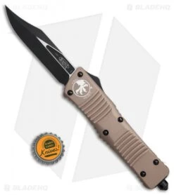 Microtech Combat Troodon Bowie OTF Knife Tan (3.8" Black) 146-1TA -Microtech Microtech Combat Troodon Bowie tan black BHQ 71439 er size