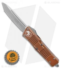 Microtech Combat Troodon Tanto Auto OTF Knife Distressed Tan (3.8" Apocalyptic) 7 Microtech Combat Troodon Tanto Auto OTF Knife Distressed Tan (3.8" Apocalyptic) -Microtech Microtech Combat Troodon Tanto Automatic OTF Knife Distressed Tan 3.8 SW LS Bottlecap