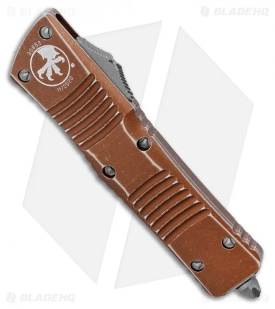 Microtech Combat Troodon Tanto Auto OTF Knife Distressed Tan (3.8" Apocalyptic) 2 Microtech Combat Troodon Tanto Auto OTF Knife Distressed Tan (3.8" Apocalyptic) - Image 2