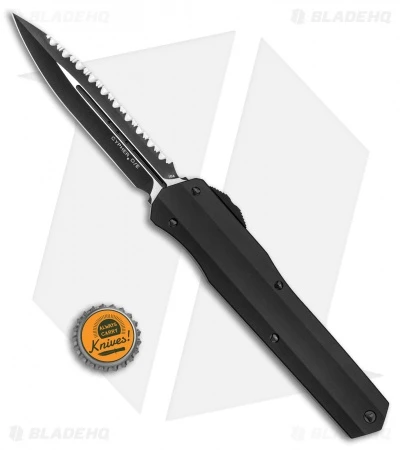 Microtech Cypher D/E OTF Auto Knife Smooth Tactical (4" Black Full Serr) 4 Microtech Cypher D/E OTF Auto Knife Smooth Tactical (4" Black Full Serr) - Image 4
