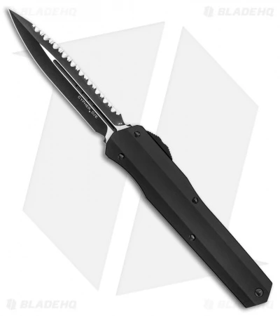 Microtech Cypher D/E OTF Auto Knife Smooth Tactical (4" Black Full Serr) 1 Microtech Cypher D/E OTF Auto Knife Smooth Tactical (4" Black Full Serr)
