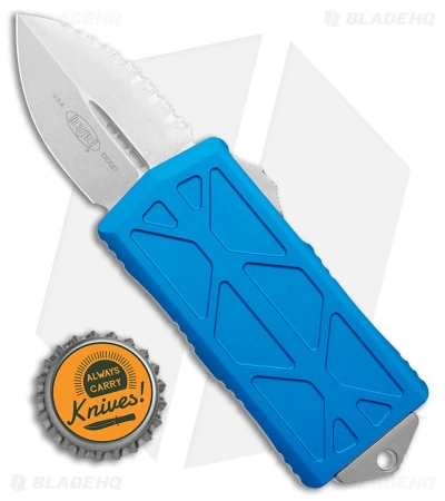 Microtech Exocet Dagger OTF Automatic Knife Blue (1.9" SW Full Serrated) 4 Microtech Exocet Dagger OTF Automatic Knife Blue (1.9" SW Full Serrated) - Image 4