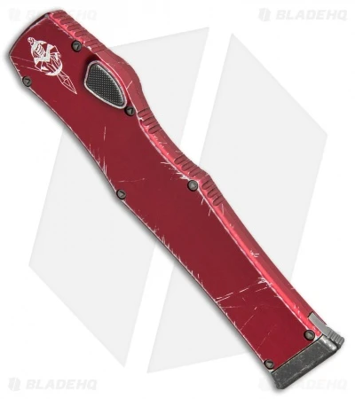 Microtech Halo VI Hellhound OTF Knife Red Distressed (4.4" Apocalyptic) 2 Microtech Halo VI Hellhound OTF Knife Red Distressed (4.4" Apocalyptic) - Image 2