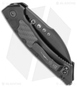 Microtech Signature Series Hawk Auto Knife Black Al. CF Inlay (4" Black DLC) 6 Microtech Signature Series Hawk Auto Knife Black Al. CF Inlay (4" Black DLC) -Microtech Microtech Hawk Automatic Knife Black DLC CF Inlay 4 Black BHQ 118832 LS Side