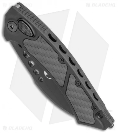 Microtech Signature Series Hawk Auto Knife Black Al. CF Inlay (4" Black DLC) 2 Microtech Signature Series Hawk Auto Knife Black Al. CF Inlay (4" Black DLC) - Image 2