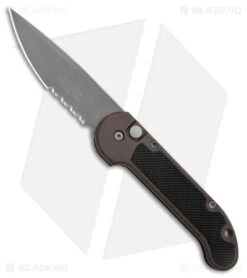 Microtech LUDT Automatic Knife Black Aluminum (4" Bead Blasted Serrated ATS-34)