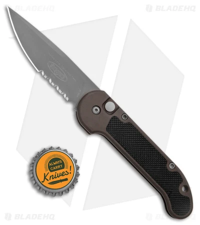 Microtech LUDT Automatic Knife Black Aluminum (4" Bead Blasted Serrated ATS-34) 4 Microtech LUDT Automatic Knife Black Aluminum (4" Bead Blasted Serrated ATS-34) - Image 4