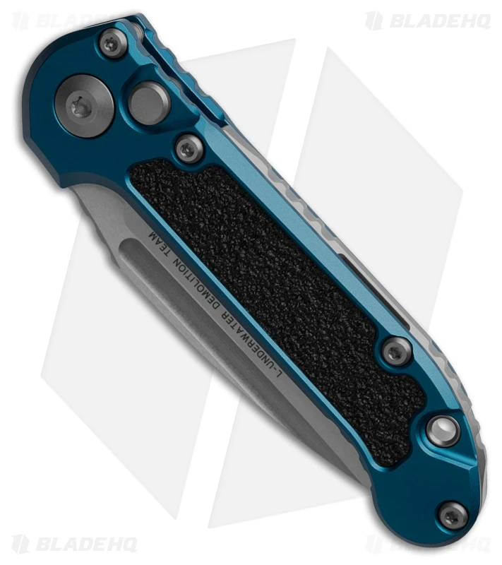 Microtech LUDT Gen III S/E Automatic Knife Blue Aluminum + 3M (3.5" Stonewash) 2 Microtech LUDT Gen III S/E Automatic Knife Blue Aluminum + 3M (3.5" Stonewash) - Image 2