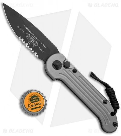 Microtech LUDT Gray Automatic Knife (3.4" Black Serr) 135-2GY 4 Microtech LUDT Gray Automatic Knife (3.4" Black Serr) 135-2GY - Image 4