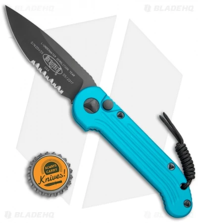 Microtech LUDT Automatic Knife Turquoise (3.4" Black Serr) 135-2TQ 4 Microtech LUDT Automatic Knife Turquoise (3.4" Black Serr) 135-2TQ - Image 4