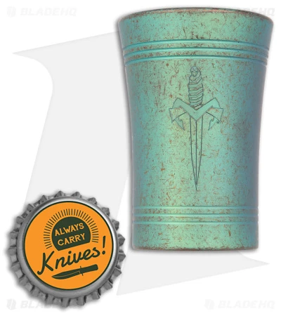 Microtech Shot Glass BL 1 Dagger Antique Green Titanium 2 Microtech Shot Glass BL 1 Dagger Antique Green Titanium - Image 2