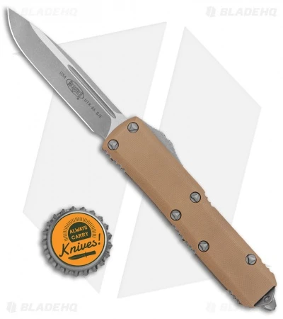 Microtech Signature Series UTX-85 OTF Auto Knife Tan G-10 (3.1" Apocalyptic) 4 Microtech Signature Series UTX-85 OTF Auto Knife Tan G-10 (3.1" Apocalyptic) - Image 4