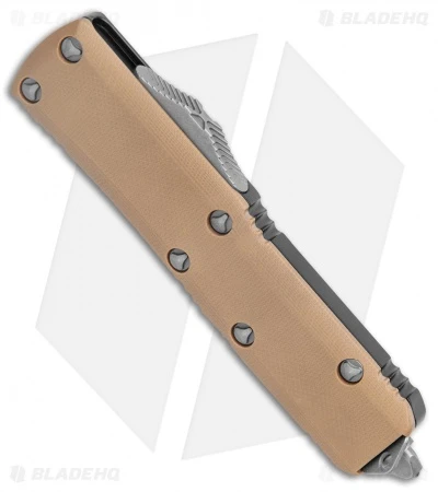 Microtech Signature Series UTX-85 OTF Auto Knife Tan G-10 (3.1" Apocalyptic) 2 Microtech Signature Series UTX-85 OTF Auto Knife Tan G-10 (3.1" Apocalyptic) - Image 2