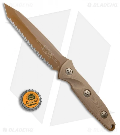 Microtech Socom Alpha Tanto Fixed Blade Tan G-10 (5" Tan PVD Full Serr) 4 Microtech Socom Alpha Tanto Fixed Blade Tan G-10 (5" Tan PVD Full Serr) - Image 4