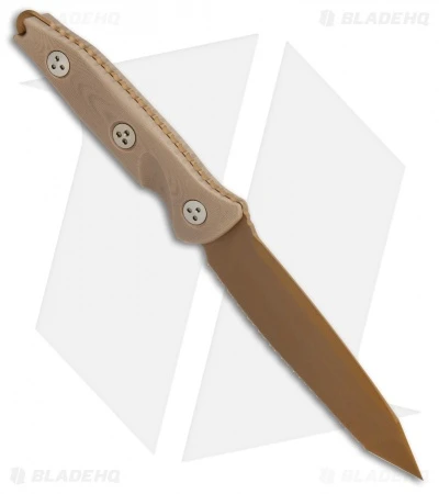 Microtech Socom Alpha Tanto Fixed Blade Tan G-10 (5" Tan PVD Full Serr) 2 Microtech Socom Alpha Tanto Fixed Blade Tan G-10 (5" Tan PVD Full Serr) - Image 2
