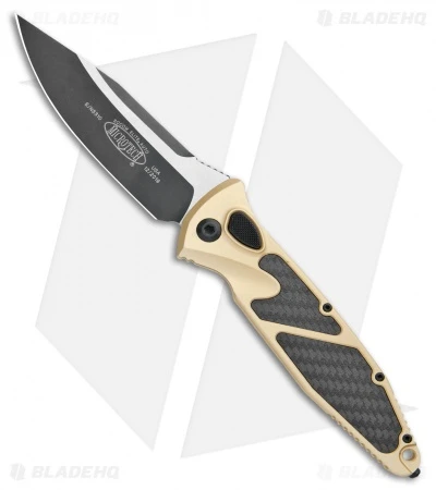 Microtech Socom Elite S/E Automatic Knife Gold/CF (4" Two-Tone) 160A-1CGCFI 1 Microtech Socom Elite S/E Automatic Knife Gold/CF (4" Two-Tone) 160A-1CGCFI