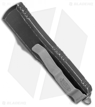 Microtech T/E OTF Tanto Automatic Knife Distressed Black (3.1" Apocalyptic) 3 Microtech T/E OTF Tanto Automatic Knife Distressed Black (3.1" Apocalyptic) - Image 3