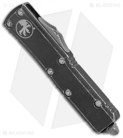 Microtech T/E OTF Tanto Automatic Knife Distressed Black (3.1" Apocalyptic) 2 Microtech T/E OTF Tanto Automatic Knife Distressed Black (3.1" Apocalyptic) - Image 2
