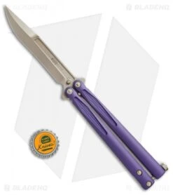 Microtech Tachyon III Balisong Butterfly Purple (4.5" Bronze) 173-13PU -Microtech Microtech Tachyon 3 Purple Bronze BHQ 67714 jr bottlecap