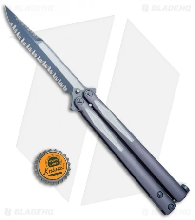 Microtech Tachyon III Balisong Butterfly Knife (4.5" Gray Full Serr) 173-D3GW 4 Microtech Tachyon III Balisong Butterfly Knife (4.5" Gray Full Serr) 173-D3GW - Image 4