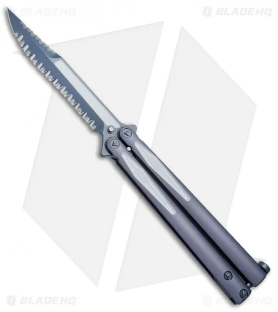 Microtech Tachyon III Balisong Butterfly Knife (4.5" Gray Full Serr) 173-D3GW 1 Microtech Tachyon III Balisong Butterfly Knife (4.5" Gray Full Serr) 173-D3GW