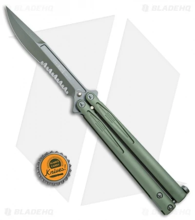 Microtech Tachyon III Balisong Butterfly OD Green (4.5" OD Green Serr) 173-2GR 4 Microtech Tachyon III Balisong Butterfly OD Green (4.5" OD Green Serr) 173-2GR - Image 4