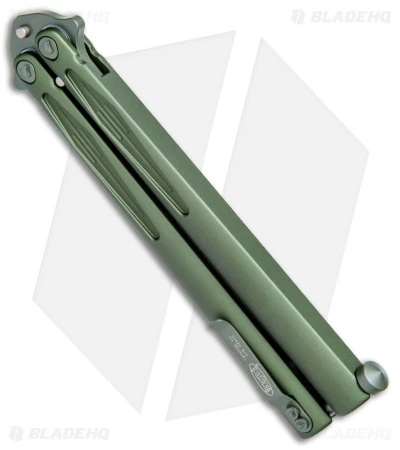 Microtech Tachyon III Balisong Butterfly OD Green (4.5" Serrated Top Swedge OD) 3 Microtech Tachyon III Balisong Butterfly OD Green (4.5" Serrated Top Swedge OD) - Image 3