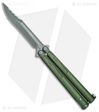 Microtech Tachyon III Balisong Butterfly OD Green (4.5" Serrated Top Swedge OD) 1 Microtech Tachyon III Balisong Butterfly OD Green (4.5" Serrated Top Swedge OD)