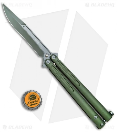 Microtech Tachyon III Balisong Butterfly OD Green (4.5" Sharpened Top Swedge OD) 5 Microtech Tachyon III Balisong Butterfly OD Green (4.5" Sharpened Top Swedge OD) - Image 5