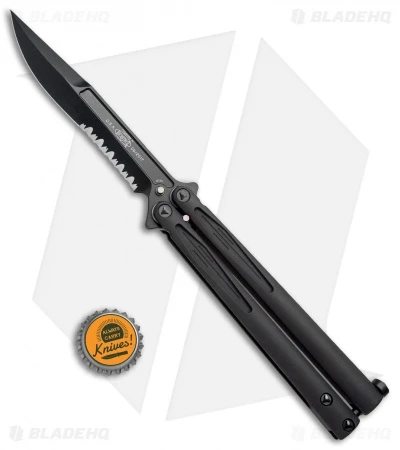 Microtech Tachyon III Balisong Butterfly Knife Tactical (4.5" Black Serr) 173-2T 4 Microtech Tachyon III Balisong Butterfly Knife Tactical (4.5" Black Serr) 173-2T - Image 4