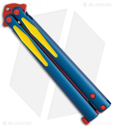 Microtech Tachyon III Balisong Butterfly Super (4.5" Red/Blue/Yellow) 173-13SM 2 Microtech Tachyon III Balisong Butterfly Super (4.5" Red/Blue/Yellow) 173-13SM - Image 2