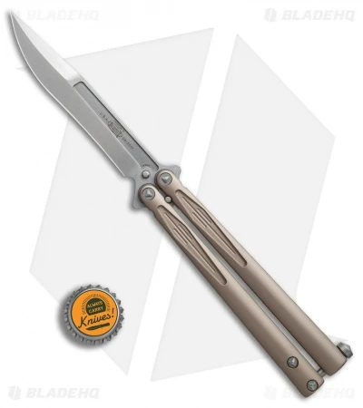Microtech Tachyon III Balisong Butterfly Knife Tan (4.5" Stonewash) 173-10TA 4 Microtech Tachyon III Balisong Butterfly Knife Tan (4.5" Stonewash) 173-10TA - Image 4