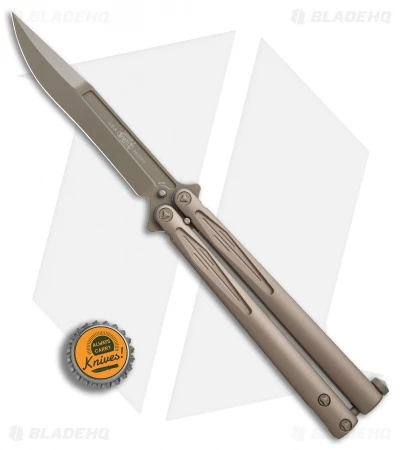 Microtech Tachyon III Balisong Butterfly Knife Tan (4.5" Tan) 173-1TN 4 Microtech Tachyon III Balisong Butterfly Knife Tan (4.5" Tan) 173-1TN - Image 4