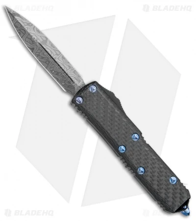 Microtech UTX-85 D/E OTF Automatic Knife CF W/ Blue Ti HW (3.1" Damascus) 1 Microtech UTX-85 D/E OTF Automatic Knife CF W/ Blue Ti HW (3.1" Damascus)