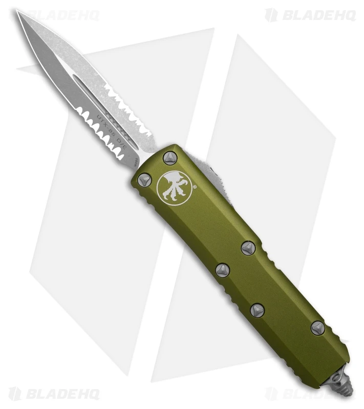 Microtech UTX-85 D/E OTF Automatic Knife OD Green Al (3.1" Apocalyptic Serr) 1 Microtech UTX-85 D/E OTF Automatic Knife OD Green Al (3.1" Apocalyptic Serr)