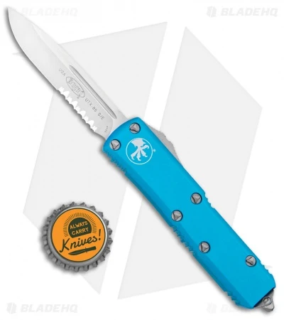 Microtech UTX-85 S/E OTF Automatic Knife Turquoise (3.125" Satin Serr) 4 Microtech UTX-85 S/E OTF Automatic Knife Turquoise (3.125" Satin Serr) - Image 4