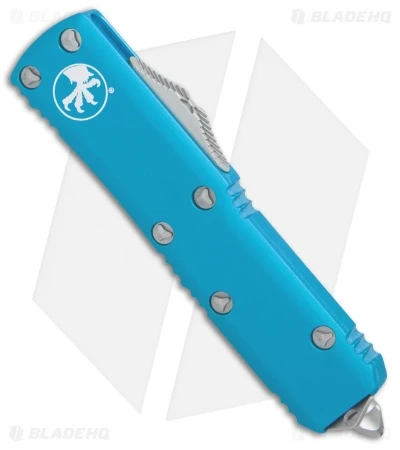 Microtech UTX-85 S/E OTF Automatic Knife Turquoise (3.125" Satin Serr) 2 Microtech UTX-85 S/E OTF Automatic Knife Turquoise (3.125" Satin Serr) - Image 2