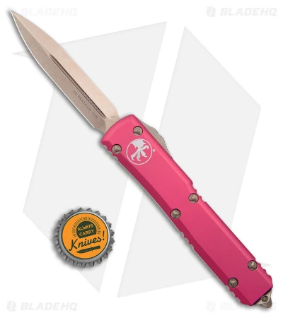 Microtech Ultratech D/E OTF Automatic Knife Pink (3.4" Bronze) 4 Microtech Ultratech D/E OTF Automatic Knife Pink (3.4" Bronze) - Image 4