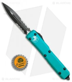 Microtech Ultratech D/E OTF Automatic Knife Turquoise CC (3.4" Black Serr) 7 Microtech Ultratech D/E OTF Automatic Knife Turquoise CC (3.4" Black Serr) -Microtech Microtech Ultratech DE turquoise CC black serr BHQ 68756 er size