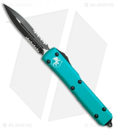 Microtech Ultratech D/E OTF Automatic Knife Turquoise CC (3.4" Black Serr) 1 Microtech Ultratech D/E OTF Automatic Knife Turquoise CC (3.4" Black Serr)