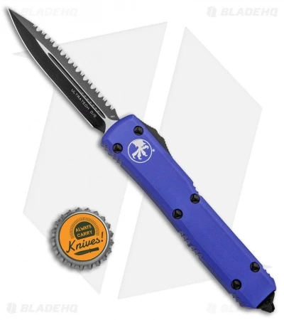 Microtech Ultratech D/E OTF Knife Purple (3.44" Black Full Serr) 122-3PU 4 Microtech Ultratech D/E OTF Knife Purple (3.44" Black Full Serr) 122-3PU - Image 4