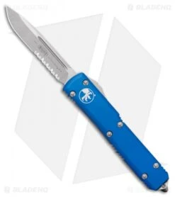 Microtech Ultratech Knife Blue S/E OTF Automatic (3.4" Stonewash Serr) 121-11BL