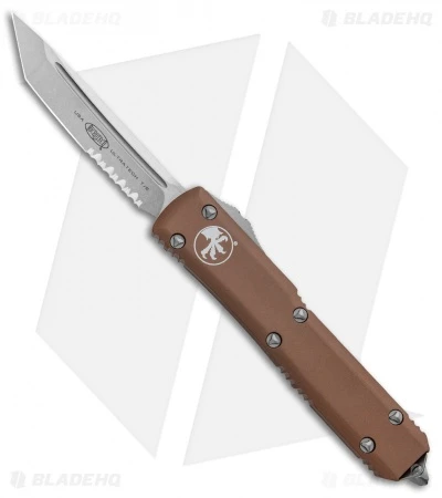 Microtech Ultratech T/E OTF Automatic Knife Tan CC (3.4" Stonewash Serr) 1 Microtech Ultratech T/E OTF Automatic Knife Tan CC (3.4" Stonewash Serr)