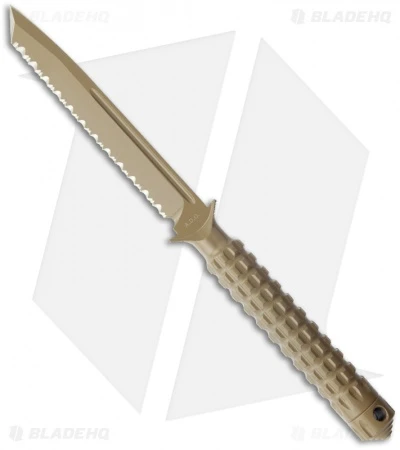 Microtech A.D.O. Tanto Knife T/E Fixed Blade (4.5" Tan Full Serr) 117-3TA 1 Microtech A.D.O. Tanto Knife T/E Fixed Blade (4.5" Tan Full Serr) 117-3TA