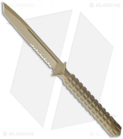 Microtech A.D.O. Tanto Knife T/E Fixed Blade (4.5" Tan Serr) 117-2TA 1 Microtech A.D.O. Tanto Knife T/E Fixed Blade (4.5" Tan Serr) 117-2TA