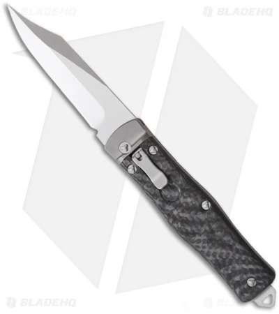 Microtech OSS Cobra Bowie Knife Auto Carbon Fiber (3.75" Satin Plain) 137-4 1 Microtech OSS Cobra Bowie Knife Auto Carbon Fiber (3.75" Satin Plain) 137-4